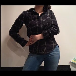 Black plaid button down shirt